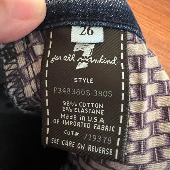 7 For All Mankind Dojo Crop Denim Jeans Capri Wide Leg Dark Wash Size 26* Retro - Picture 6 of 12